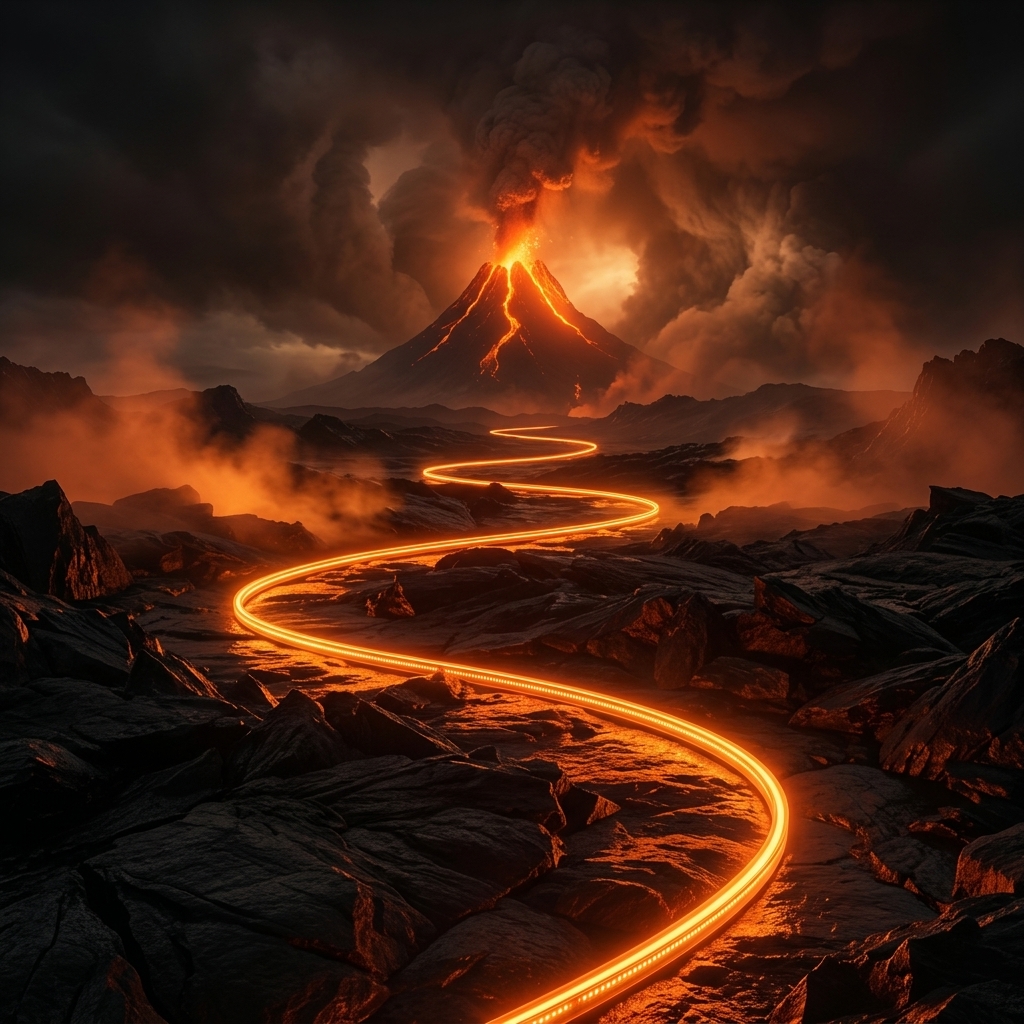 Volcanic LED strip landscape